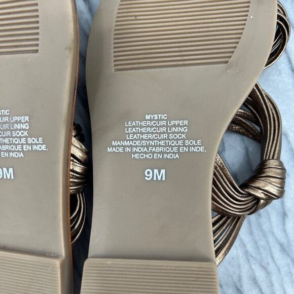 Anthropologie Womens 9 Sandals Bronze Leather Mystic Metallic Strappy Flat - Picture 9 of 11